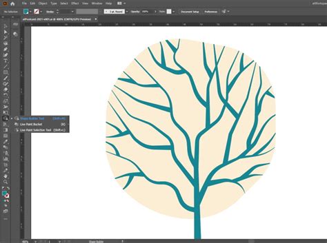 Adobe Illustrator Vector Tree Cut Edges With Shape Builder Tool By