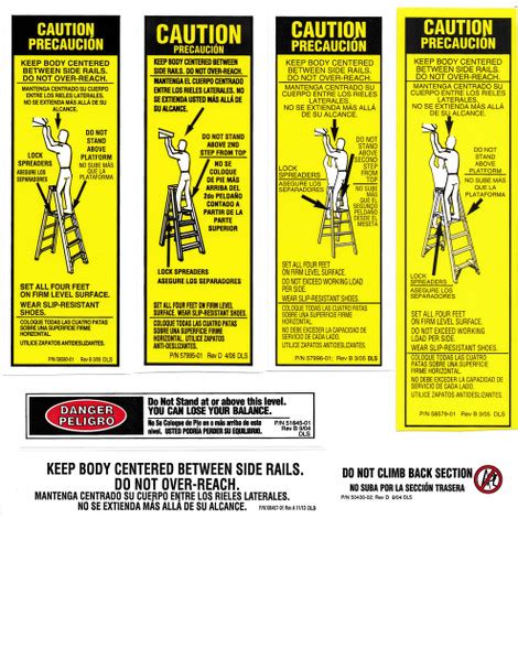 Werner Parts Las100 Safety Labels Aluminum Step Ladders Alum Step Ldr