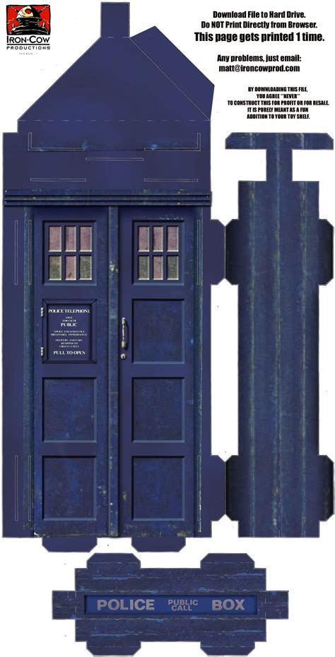 Doctor Who Make Your Own Tardis Download 1 Of 4 Tardis Front