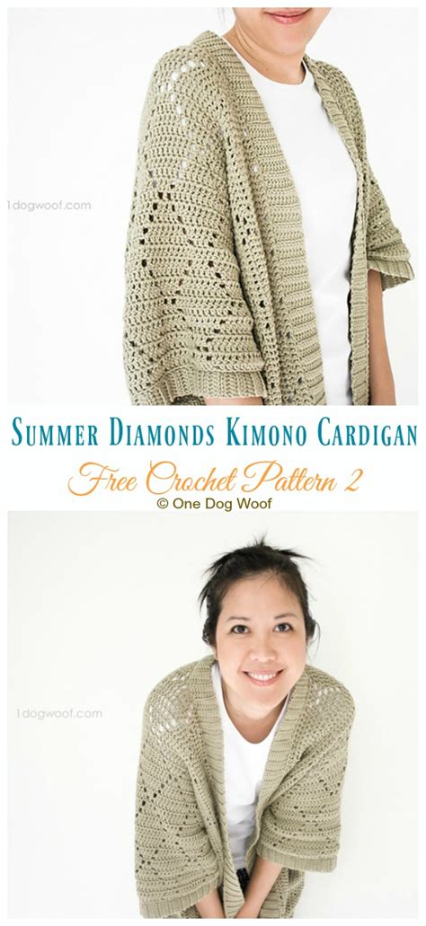 This easy crochet cardigan with pockets will be your new favorite! Women Kimono Cardigan Free Crochet Patterns