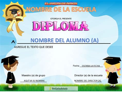 Diploma Para Preescolar Editable Por Una Mejor Educación Carlosrlun