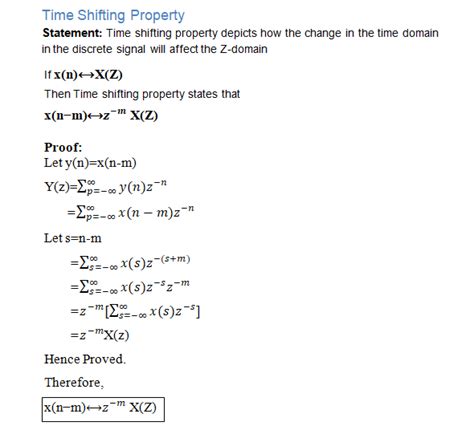Prove Time Shifting Property Of Z Transform