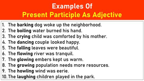 50 Examples Of Present Participle As Adjective Engdic