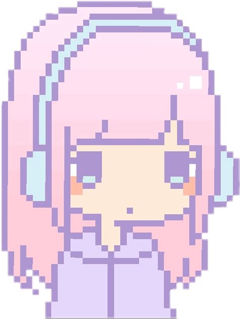 Cute Kawaii Girl Pixel Art Grid