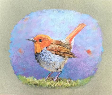 Original Painting Of Robin Colorful Bird Art Pastel Art Pastel