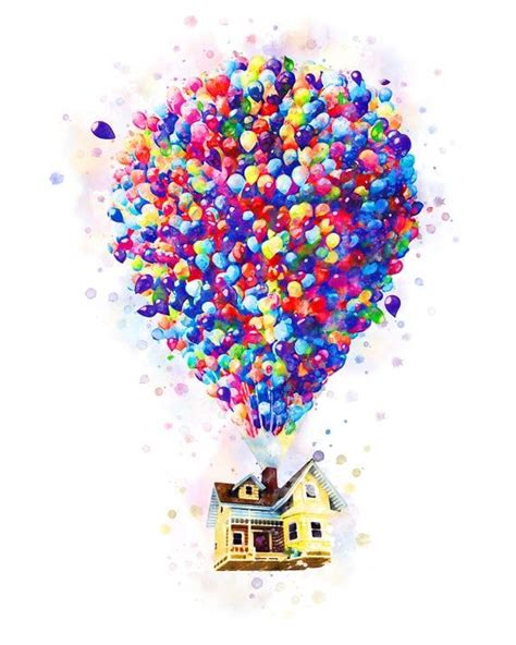 Balloon House Art Print Up Watercolor Disney Pixar Up Etsy In 2020