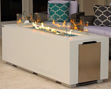 Akoya Outdoor Essentials 70″ Linear Rectangular Modern Concrete Fire Pit Fire Pit Table Gas