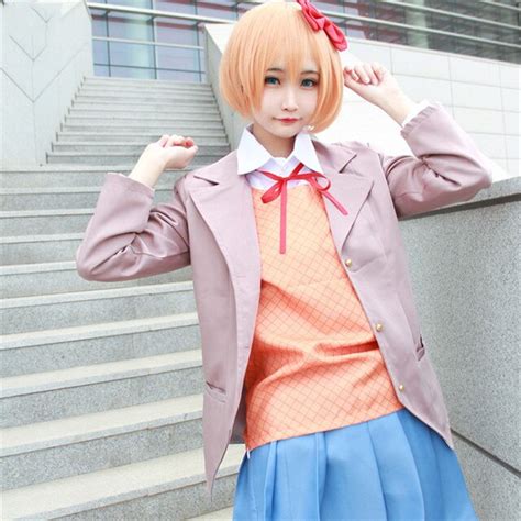 Anime Doki Doki Literature Club Monika Cosplay Costume Sayori Yuri