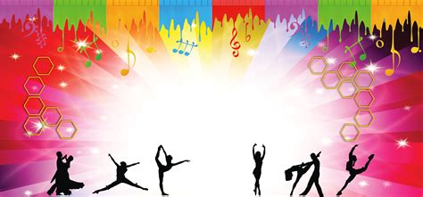 The Silhouettes Of Dancers Are Dancing In Front Of Colorful Background