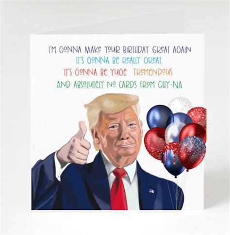 Donald Trump Funny Birthday Card President Trump Trump Etsy