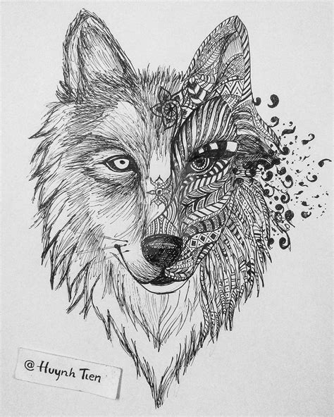 Wolf Drawing With Zentangle Style By Tienhnt On Deviantart