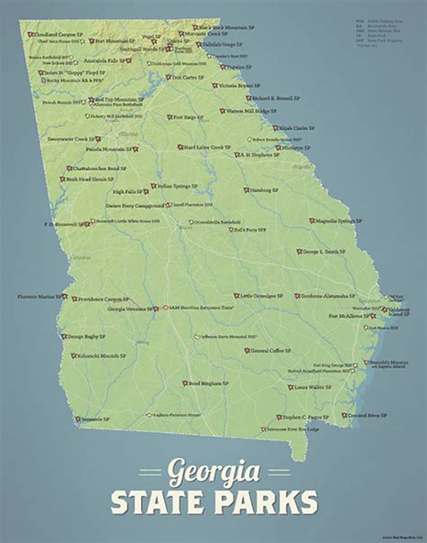 Georgia State Parks Map 11x14 Print Best Maps Ever