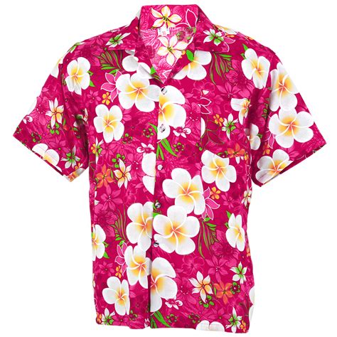 Hawaiian Shirt Aloha Big Plumeria Frangipani Holiday Sea Beach Pink
