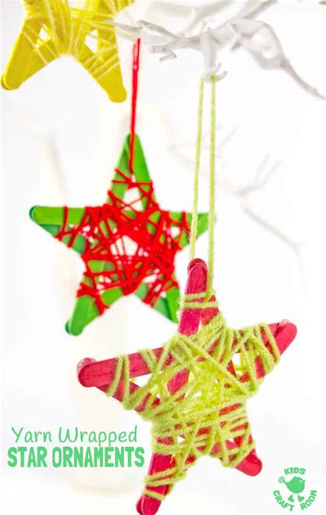 Yarn Wrapped Star Ornaments Kids Craft Room