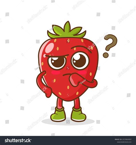 Cute Happy Strawberry Confused Cartoon Vector 库存矢量图（免版税）2175824307