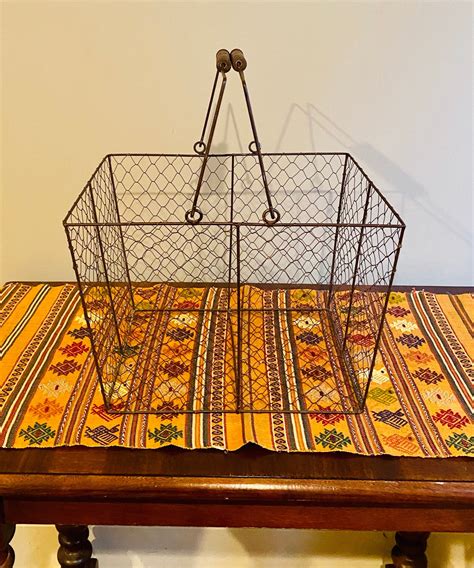 Large Vintage French Wire Basket Farmhouse French Country Etsy