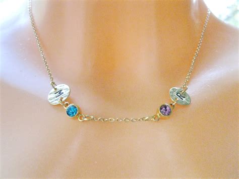 Initial Necklace Gold December Birthstone By Saragalstudio On Etsy