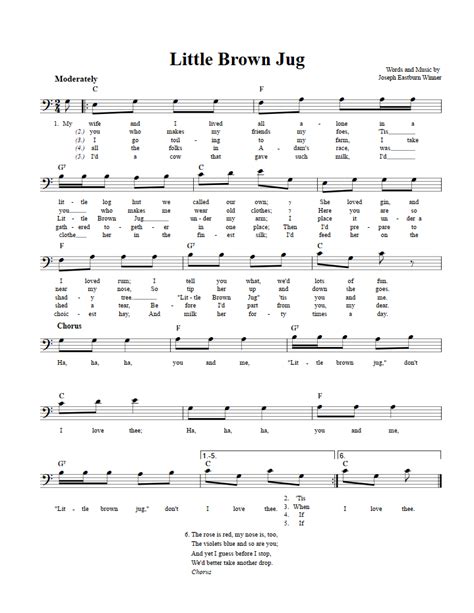 This is one of the rap songs with good bass that hit the chart in 2016. Little Brown Jug: Chords, Lyrics, and Bass Clef Sheet Music