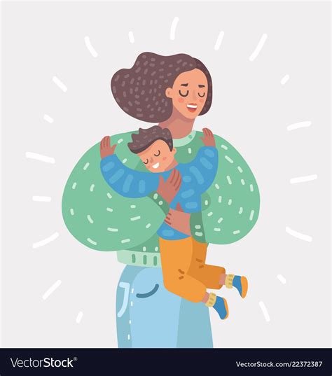 Happy Mother Holding Son On Her Hands Motherhood Vector Image