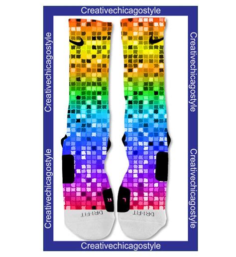 Custom Nike Elite Sock Rainbow Mosaic Etsy