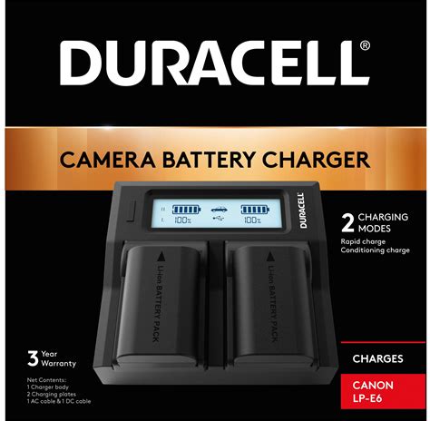 Canon Lp E6n Dual Battery Charger Duracell Charge