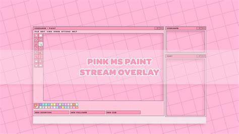 Cute Pink Ms Paint Twitch Overlay Creative Art Stream Personalize