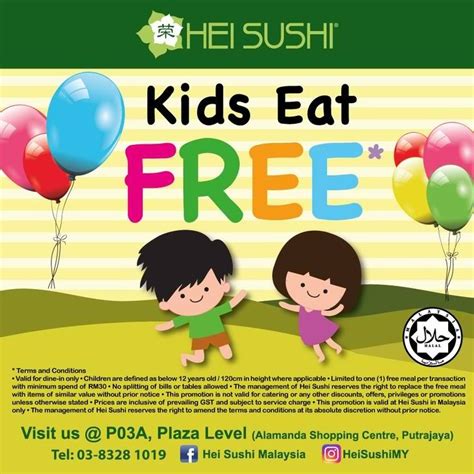 P03a, plaza level, putrajaya, 62000, malaysia. Hei Sushi Kids Eat FREE Everyday in Malaysia | Kids eat ...