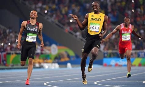 Maybe you would like to learn more about one of these? These two! Usain Bolt and Andre De Grasse exchange smiles towards the finish… | Team usa ...