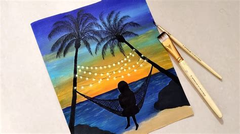 Sunset Beach Scene Painting Easy