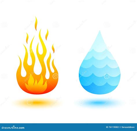 Fuego Y Agua Ilustración Del Vector Ilustración De Quema 76119082