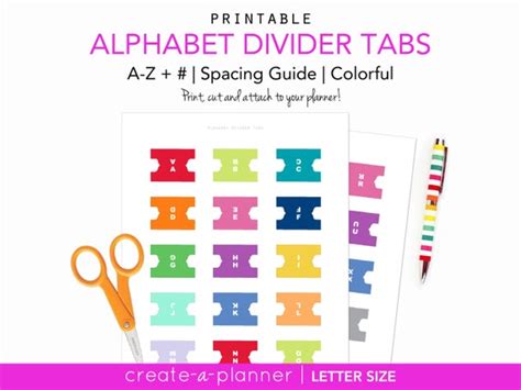 Printable Alphabet Divider Tabs For Address Book Or Planner Etsy