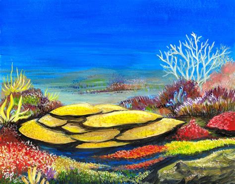 Coral reef paintings,coral reef art,underwater paintings,marine life paintings,sculpture. Coral Reef Painting by Bob Patterson