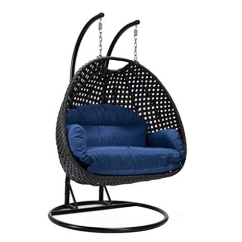 Leisuremod Mendoza Charcoal Wicker Hanging 2 Person Egg Swing Chair 1