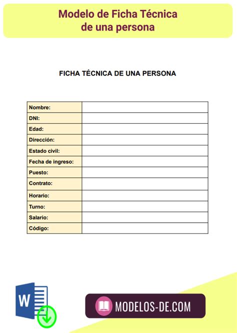 Ejemplos Y Formatos De Fichas Técnicas En Word Gratis 2023