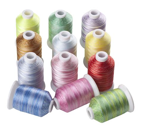 Simthreads 12 Variegated Colors Polyester Embroidery Machine Thread For