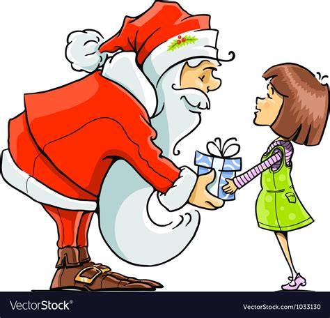 Santa Claus Give T To Girl Royalty Free Vector Image