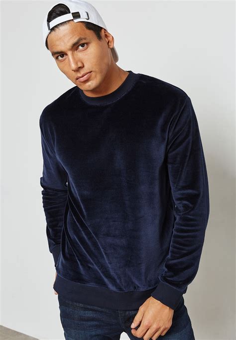 Buy Topman navy Velour Sweatshirt for Men in MENA, Worldwide | 71W28QNAV