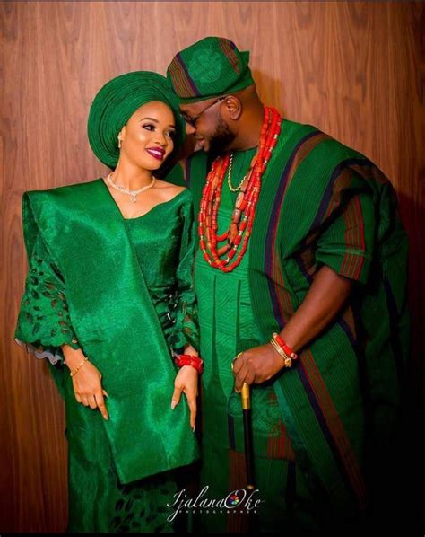 Couples African Aso Oke Wedding Outfits Green Aso Oke Couples Etsy