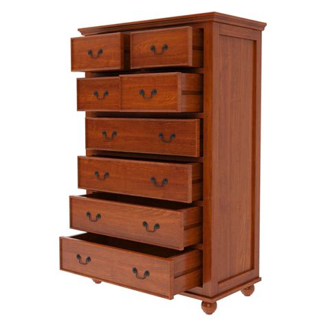 Delanson Solid Mahogany Wood Tall Bedroom Dresser With 8 Drawers