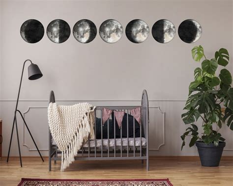 7 Moon Phases Wall Decals Made With Reusable Fabric Decal Etsy