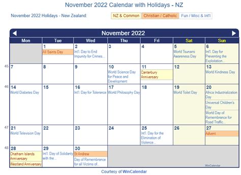 Print Friendly November 2022 New Zealand Calendar For Printing
