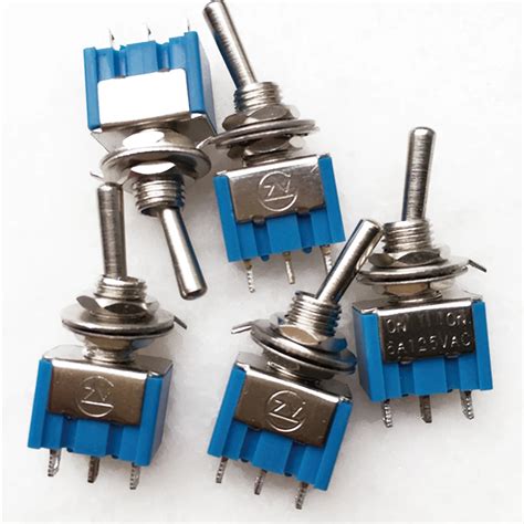 New 10pclot Blue Mini 3 Pin On On 6a 125v Ac Miniature Toggle Switches