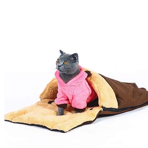 Winter Washable Pet Cat Sleeping Bag With Foldable Pillow Warm Soft Cat