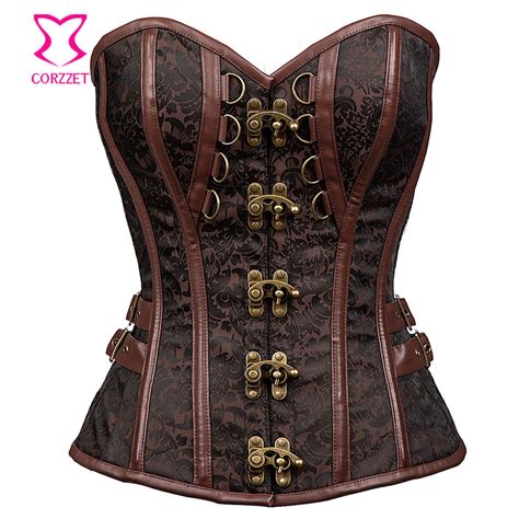 Brown Gothic Clothing Steampunk Corsets And Bustiers Xxxl Steel Boned