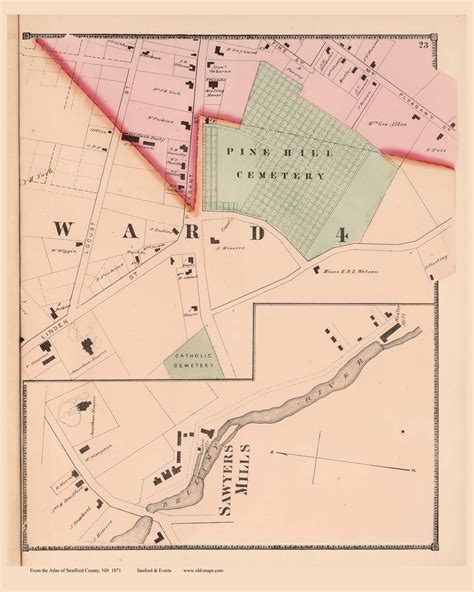 City Of Dover Ward 4 New Hampshire 1871 Old Town Map Reprint