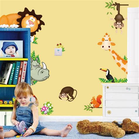 Jungle Wild Animals Vinyl Mural Wall Decals Sticker Kids Nursery Room