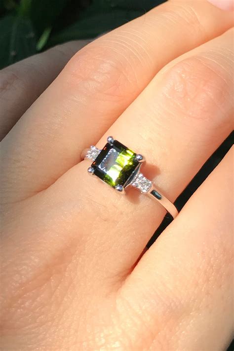 165ct Green Tourmaline Engagement Ring Princess Tourmaline Promise