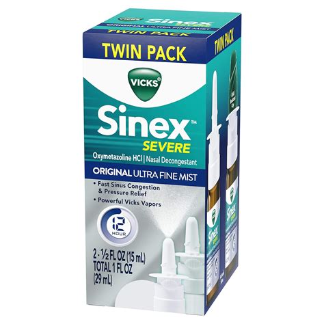 Vicks Sinex Severe Original Nasal Spray Decongestant 05 Oz Pack Of 2