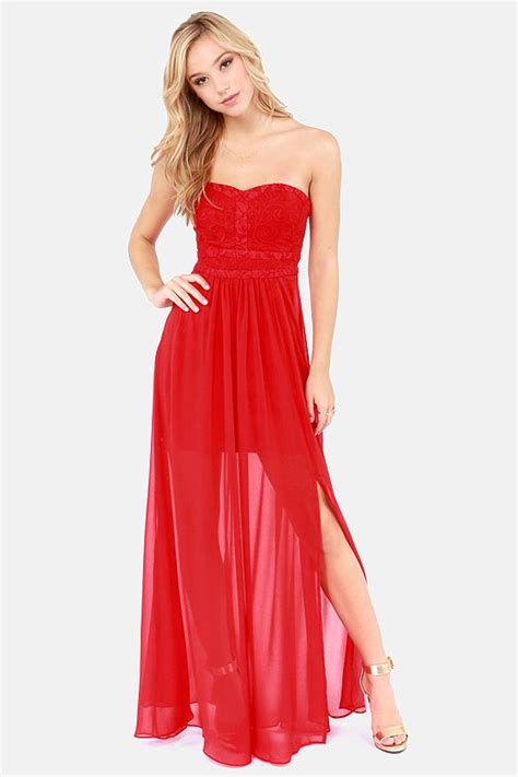 Aryn K Good Graces Strapless Red Maxi Dress At Maxi Dresses Uk Formal Dresses Gowns