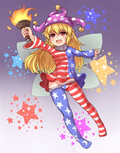 yangshangshu clownpiece touhou bad id bad pixiv id highres 1girl american flag dress